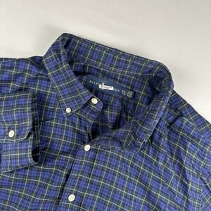Polo Ralph Lauren Men's XXL Classic Fit Blue Tartan Plaid Button Down Shirt
